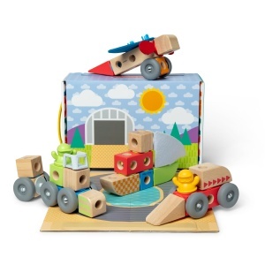 Melissa Doug Blockables Vehicule Set 54 Piese Lemn si Filz Creativitate Copii 2
