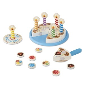 Melissa Doug Set Tort de Ziua de Nastere din Lemn 18 Elemente Decorative 7 Lumanari