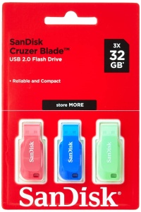 Memorie USB SanDisk Cruzer Blade 32GB, 3 bucati, culori variate