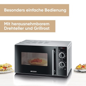 Mikrova SEVERIN 7771 cu Grill, 700 W, 20L, argintie-neagra - Img 2