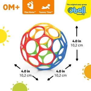 Minge pentru copii Bright Starts Oball Classic, 10 cm, multicolor, usor de curatat - Img 3
