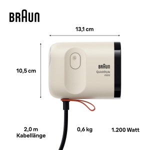 Mini aparat de calcat Braun QuickStyle - 1200W, 20 gmin, Bej - Img 4