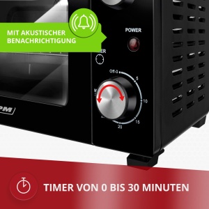 Mini cuptor electric MPM MPE-13 10L 800W Negru cu Timer si Functie de Incalzire SuperioaraInferioara - Img 4