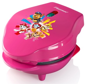Mini fier de vafe Paw Patrol in designul unic Paw Patrol, pentru petreceri de nastere ale copiilor, Paste si Craciun, inclusiv cos suspendat, dimensiune vafe: O 10cm, produs oficial licentiat, culoare: roz - Img 2