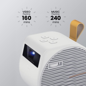 Mini proiector BenQ GV11, unghi de proiectie de tavan de 135deg, extensie de bas de 270deg, Google Android TV 10, design rotund, baterie de 160 min, 200 de lumeni ANSI, corectie automata trapezoidala, Wi-Fi | &, Alb | HDMI - Img 2