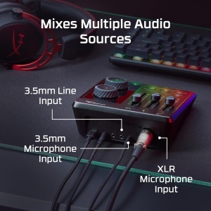 Mixer audio HyperX USB-C intrare XLRTRS 24-Bit96 kHz Phantom Power Negru - Img 2