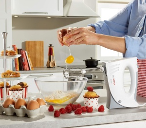 Mixer de mana Bosch MFQ3530 450 W 5 trepte accesorii din inox alb - Img 6