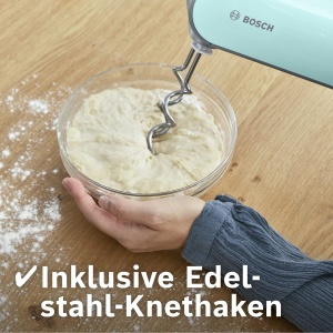 Mixer de mana Bosch MFQ40302, 500W, turcoazsilver, 2 teluri din otel inoxidabil - Img 3