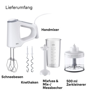 Mixer de mana Braun MultiMix 3, 550W, alb, cu 4 accesorii - Img 8