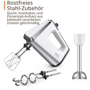Mixer de mana Krups 3 Mix 9000, 750 W, albsilver, accesorii incluse - Img 6