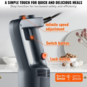 Mixer de mana VEVOR HB6089E-UL, 750 W, 8-20.000 RPM, inox - Img 4