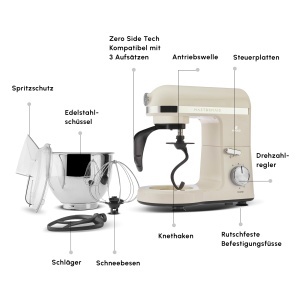 Mixer Planetar Karaca Mastermaid Chef Pro 1500W 5L Culoare Crema - Img 2