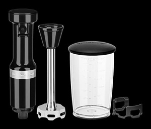 Mixer vertical KitchenAid Classic 5KHBV53EOB, 4 cutite din otel inoxidabil, negru - Img 3