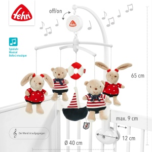 Mobil muzical Fehn Ocean Club cu 5 figurine, melodie si materiale moi - Img 4