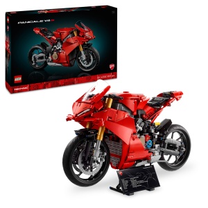 Model LEGO Technic Ducati Panigale V4 S, motocicleta, detalii autentice, rosu