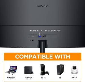 Monitor curbat KOORUI - Monitor de computer curbat FHD de 23,6 inchi, panou VA, 100Hz, curbura 1500R, reglare inclinare, ingrijire ochi, HDMI, monitor de gaming VGA, negru - Img 4