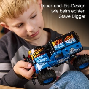 Monstertruck LEGO Technic Grave Digger 42219 cu motor de retragere, 263 piese - Img 5