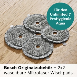 Mop din microfibra Bosch BHZUPAD1, set 4 bucati, lavabil, gri - Img 2