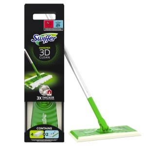 Mop Swiffer 3D Clean Starterkit, 1 Maner 4 Lavete Uscate 2 Lavete Umeze, pentru Pardoseli Dure