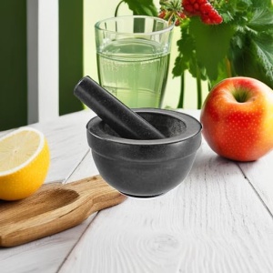 Mortar de granit ROSLE Mortar de piatra de inalta calitate cu pistil pentru ierburi condimente paste de curry sau pesto podea antiderapanta piatra de  - Img 3