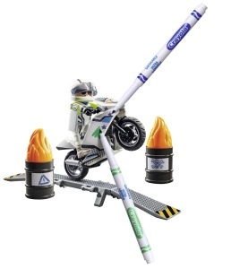 Motocicleta Stunt PLAYMOBIL Color 71377, 18 piese, design creativ, abwashabil - Img 6