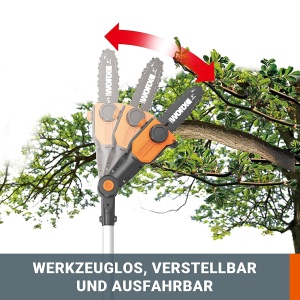 Motofierastrau telescopic WORX WG349E, 20V, cu acumulator si incarcator, design ergonomic - Img 2