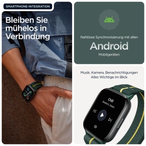 Motorola Moto Watch fit (functii de fitness, control Moto AI, ecran OLED de 1,9", Gorilla Glass 3, IP68, pana la 16 zile de autonomie a bateriei, BT, 32GB/256GB, Android) Trekking Green, in special la - Img 4