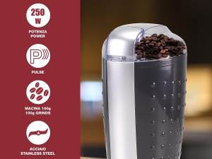 Moulineta de cafea Beper BP.581, 100 g, 250 W, Negru si Argintiu - Img 2