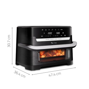 Moulinex Dual Easy Fry Flex friteuza cu aer cu separator FlexCook capacitate 9 l pentru pana la 8 persoane 7 programe prestabilite negru EZ9228F0 - Img 2
