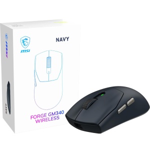 Mouse de gaming wireless MSI Forge GM340 Navy, 12000 DPI, 82 ore autonomie