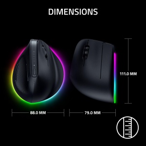 Mouse ergonomic vertical Razer Pro Click V2, wireless, negru, 30K senzor optic - Img 9