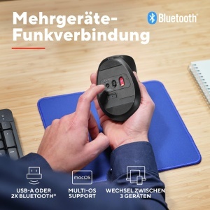 Mouse ergonomic wireless Trust Bayo Bluetooth RF 24GHz negru 53 plastic reciclat - Img 4
