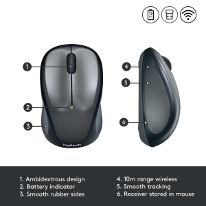 Mouse fara fir Logitech M235 24GHz cu receptor USB Unifying urmarire optica de 1000 DPI durata de viata a bateriei de 12 luni compatibil cu PC Mac lap - Img 6