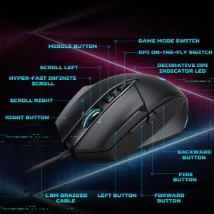 Mouse gaming Acer Predator Cestus 335, 19000 DPI, 10 butoane, negru - Img 6