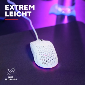 Mouse Gaming Trust Gaming GXT 928 Helox, Mouse USB cu fir ultrausor 65g, DPI reglabil (200-6400), Senzor optic, 6 butoane programabile, Iluminare RGB pentru PC de gaming MMO - Alb - Img 3