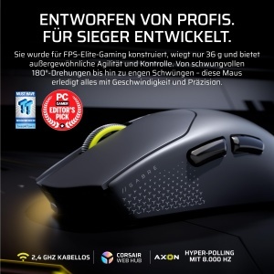 Mouse gaming wireless Corsair Sabre v2 PRO, ultralight 36g, 33000 DPI, alb - Img 2