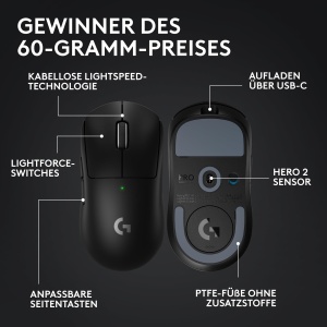 Mouse gaming wireless Logitech G PRO X SUPERLIGHT 2 60g senzor 44K DPI USB-C Negru - Img 7