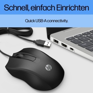 Mouse HP 100 USB 1600 DPI Design ergonomic ambidextru Negru - Img 5