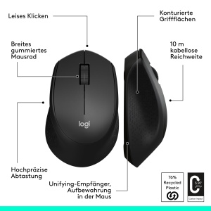Mouse wireless Logitech M330 SILENT PLUS, design ergonomic, autonomie 24 luni - Img 7