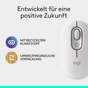 Mouse wireless Logitech POP Bluetooth compact si silentios compatibil cu 3 dispozitive Alb Gri - Img 10