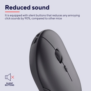 Mouse Wireless Reincarcabil Trust Puck, Bluetooth si Conexiune 2.4GHz prin Microreceptor USB, DPI Reglabil 800/1200/1600, Mouse Ergonomic, Wireless pentru PC/Mac/Computer/Laptop/MacBook - Negru - Img 3