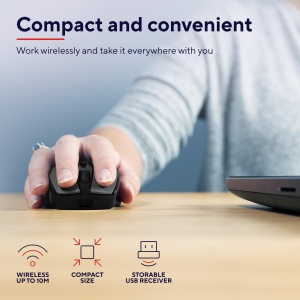 Mouse wireless reincarcabil Trust Zaya (mouse fara fir cu micro receptor USB, potrivit pentru dreptaci si stangaci, 4 butoane, 800/1200/1600 DPI) Negru - Img 3