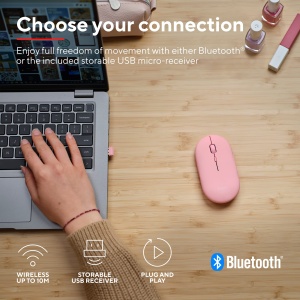 Mouse wireless Trust Puck reincarcabil Bluetooth si USB roz DPI ajustabil - Img 2