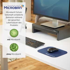 Mousepad Fellowes Microban Antibacterian Albastru 5933805 Suprafata Antiderapanta - Img 3