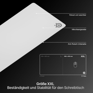 Mousepad Gaming SteelSeries QcK Heavy, XXL, 900 mm x 400 mm, Alb - Img 5