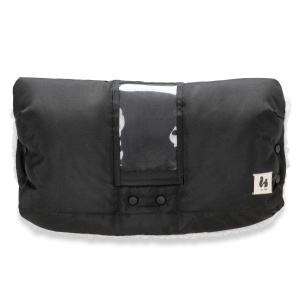 Muff pentru maini hauck, cu buzunar pentru telefon, fleece calduros, rezistent la apa, negru