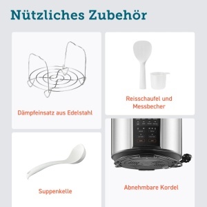 Multicooker COSORI 9-in-1, 5.7L, cu functie de gatire sub presiune si antiaderenta ceramica - Img 8