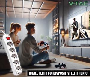 Multipriza V-TAC cu Cablu de 1,5m, 5 Priza 1016A, Culoare Alba - Img 5