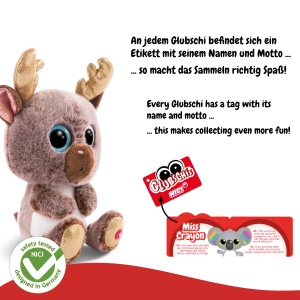 NICI Glubschis: The Original - Glubschis X-Mas Ren Cacao Zana 15 cm I Jucarie de plus Ren cu ochi mari I Jucarie de plus pufoasa cu ochi stralucitori de la 0 luni I maro / auriu - 46301 - Img 4