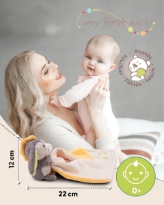 NICI Schmusetuch Baby 49751 Esel 22x22 cm Cadou pentru Nou-Nascuti - Img 2